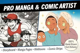 draw a professioonal anime manga panel comic manga storyboard comic book art