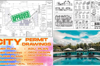 create city permit architectural design, adu, mep, pool permit,  city permit