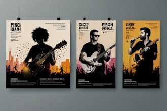 create poster for an event music band and concert album book cover movie poster