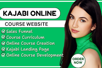 do kajabi online course website design, kajabi landing page or course upload