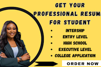 write a power resume for intern, entry level, college students and graduate