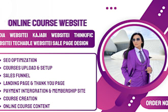 do online course website, podia, thinkific, kajabi website, teachable sale page