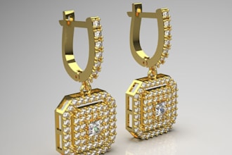 3d earring design model for 3d printing prototype stl file jewelry cad design