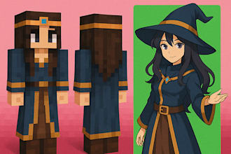 custom minecraft skin design with unique pixel art style