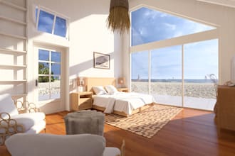 realistic hotel bedroom rendering,3d interior floor plan,boutique hotel lighting