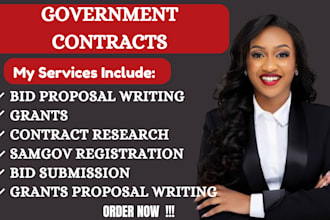 write bid proposal, grant, government contract grant proposal, rfp, rfq