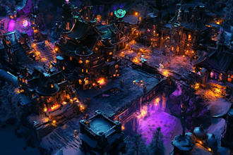 create an illustration of futuristic cyberpunk city