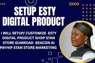 esty digital product shop stan store gumroad  beacon ai payhip stan store design