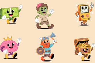 draw vintage retro comic mascot character illustration vintage cartoon logo