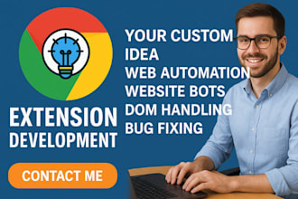 develop chrome extension, web automation bot, data scraper firefox extension