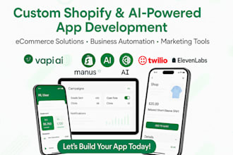 develop shopify app ecommerce app business app marketing ai model vapi ai 11labs