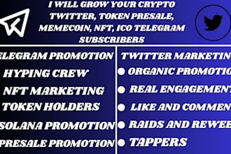 pump your real memecoin project to raise 500mc, ico,crypto telegram, x marketing
