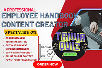 do employee handbook writing, training manual, HR polices online course content