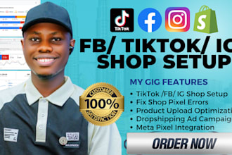 fix, optimize, set up tiktok shop, facebook shop, dropshipping ads campaign