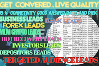 offer you fresh HQ forex leads, crypto leads, coinbase leads, binance leads