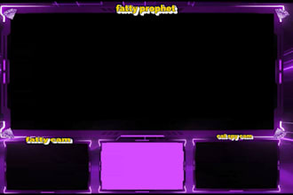 design animated twitch custome stream overlay and logo