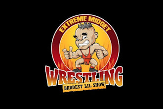 design animated midget wrestling character logo