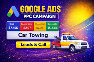 run ppc google ads campaign for car towing, auto detailing