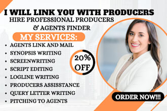 link you with producer, literary agents, synopsis, for movie script, screenplay