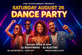 create stunning dj, music, event, and party flyers or posters within 10 hours