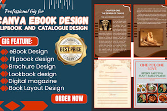 canva ebook flipbook lookbook trifold digital product magazine catalogue design