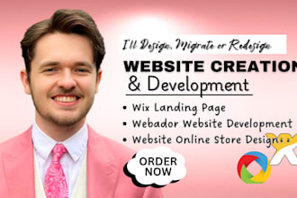 design or redesign website landing page or online store on webador website, wix