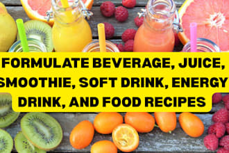 formulate beverage, juice, smoothie and soft drink, energy drink, food recipe