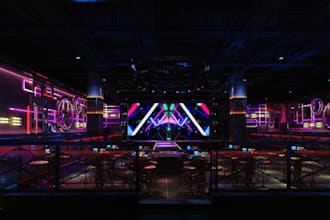 modern luxury 3d interiors restaurant bar, cafe, lounge, nightclub
