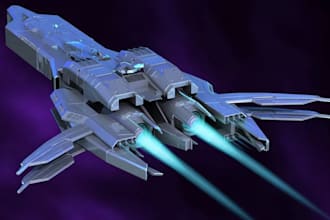 create 3d hard surface model, 3d spaceship model, vehicle, 3d mech, scifi model