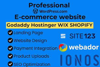design responsive ecommerce website on wordpress webador site123 ionos hostinger