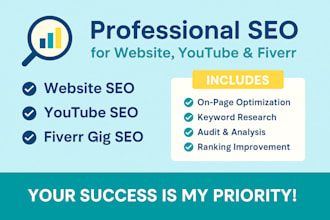 do professional SEO for website, youtube channel, and fiverr gig