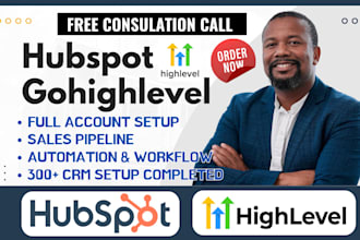 setup full hubspot CRM automate workflow sales funnel gohighlevel landing page
