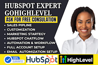 setup full hubspot CRM automate workflow sales funnel gohighlevel landing page