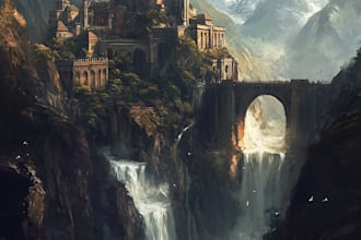 draw realistic environment concept art, fantasy worlds