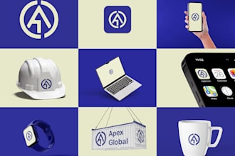 design a professional versatile logo with full brand mockups