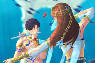 draw your original character or favorite characters in a semirealistic style