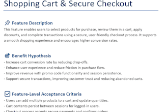 write features, user stories and create a roadmap as your product owner