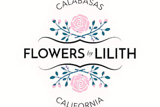 create nice feminine watercolor floral, boutique female and floral logo design