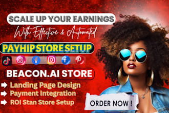 setup payhip landing page pensignt, beacon ai website digital product