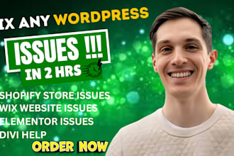 fix wordpress issues shopify errors wix bug fix css problems technical server