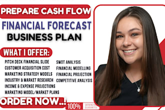 prepare cash flow, financial forecast projections business plan, marketing model