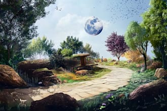 draw environment concept art or magical landscape