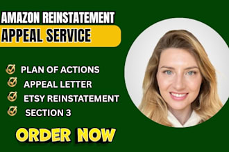 reinstate amazon account, fix section 3 suspension, write appeal poa