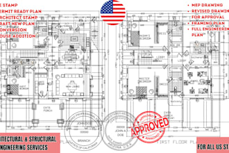 licensed engineer stamped permit drawings, house addition, framing plan pe stamp