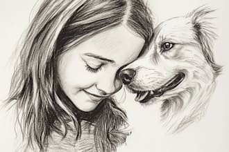 draw pet portraits character logo and friendship portrait