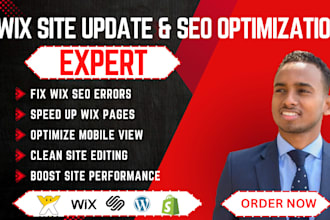 update or optimize wix mobile pages speed wix site editings wix SEO error fix