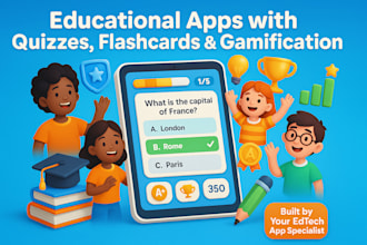 build educational apps with quizzes, flashcards, and gamification