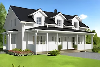 illustrate your house, architecture, portrait design, vector art, floor plan