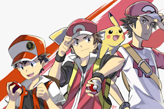draw pokemon trainer with nice background