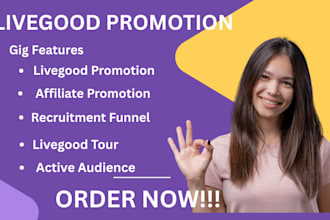 do organic MLM promotion, livegood tour affiliate sales funnel, landing page